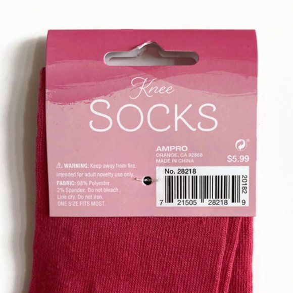ampro breast cancer awareness strong knee socks deep pink 1 pair OSFM new - Picture 6 of 6